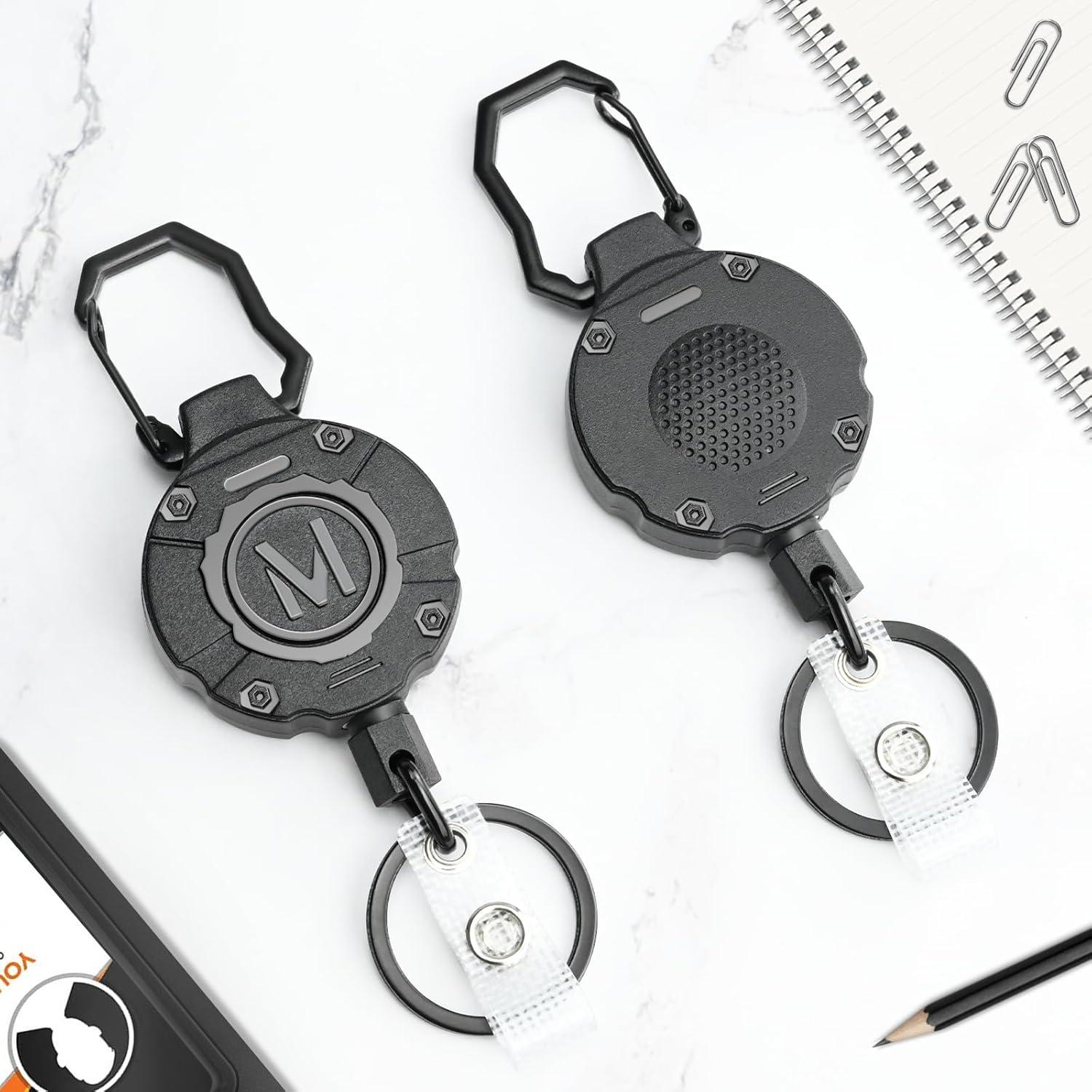 Paquete de 2 llaveros retráctiles Maileto con clip y carabineros