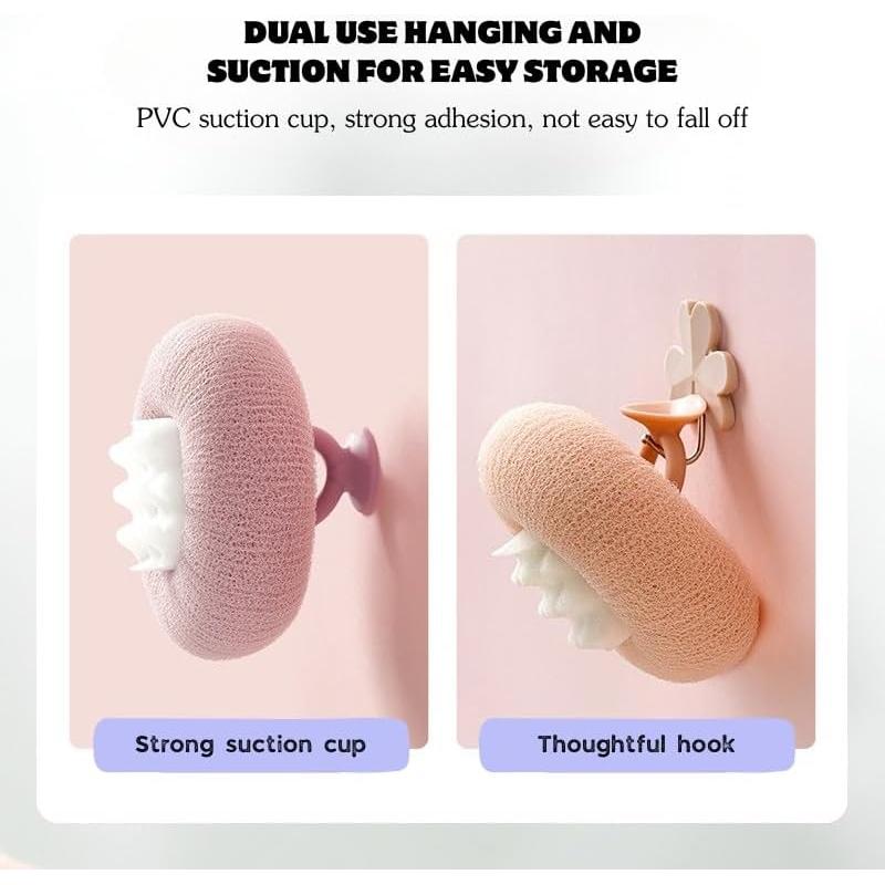 Esponja de Baño con Ventosa MIXNEX - Exfoliante Rosa Bebé 11x7 cm