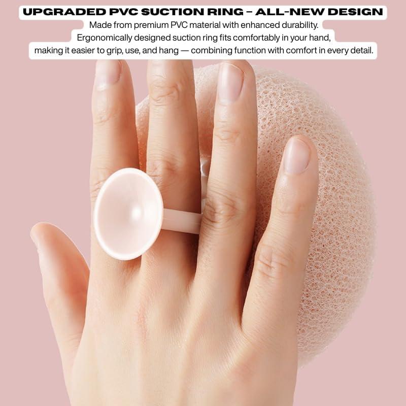 Esponja de Baño con Ventosa MIXNEX - Exfoliante Rosa Bebé 11x7 cm