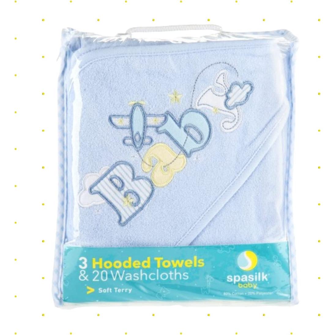 Juego de Toallas con Capucha y Paños de Baño Spasilk 23 Piezas Azul