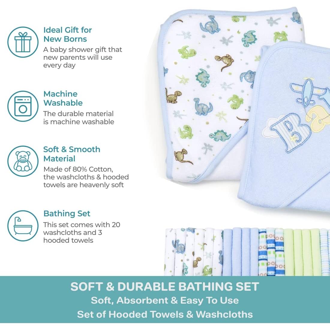 Juego de Toallas con Capucha y Paños de Baño Spasilk 23 Piezas Azul