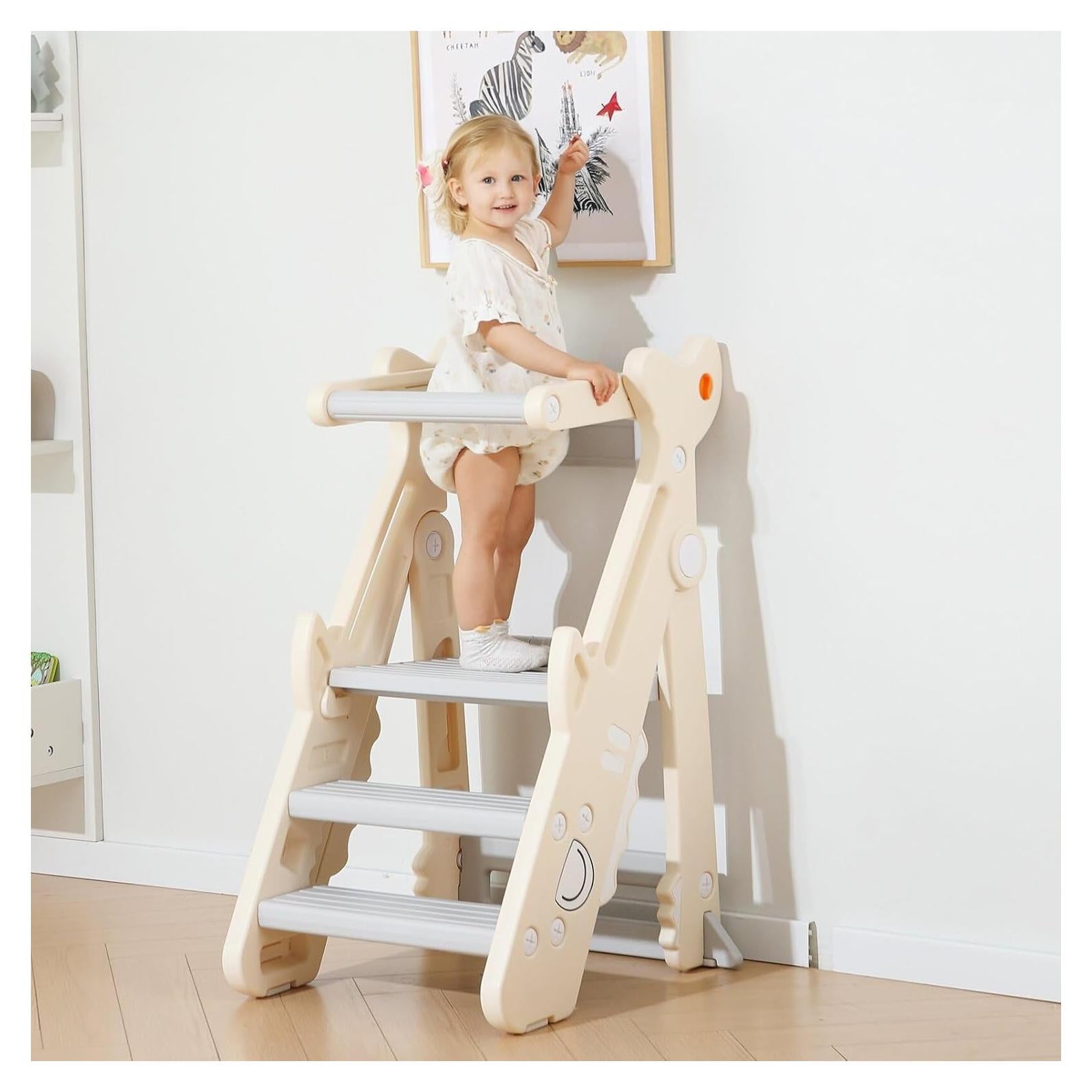 Escalera Plegable HAPPYMATY para Niños - Altura Ajustable 99 cm