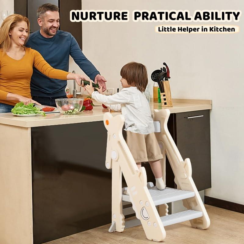 Escalera Plegable HAPPYMATY para Niños - Altura Ajustable 99 cm