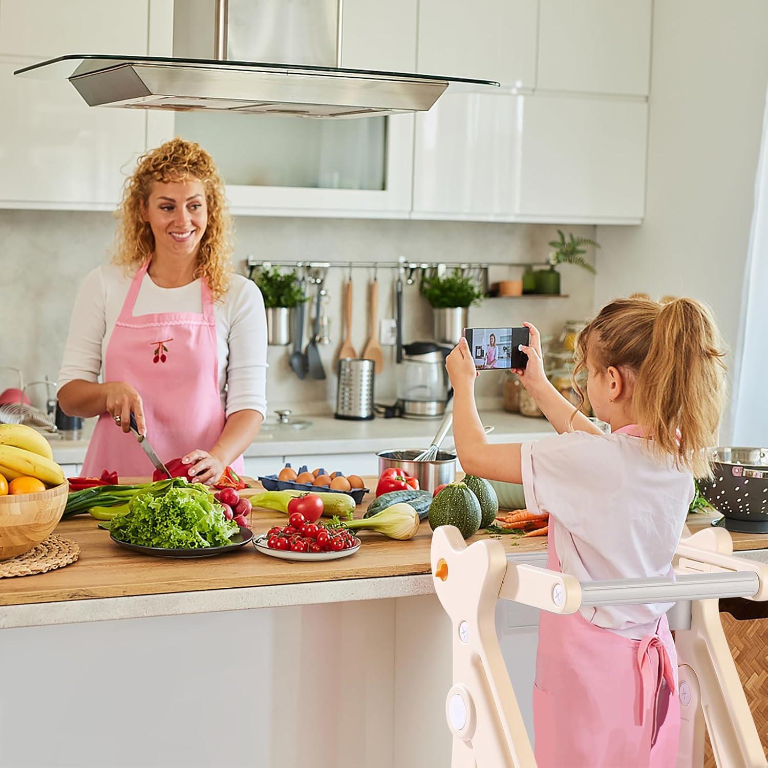 Escalera Plegable HAPPYMATY para Niños - Altura Ajustable 99 cm