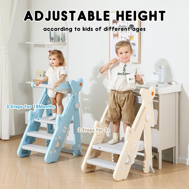Escalera Plegable HAPPYMATY para Niños - Altura Ajustable 99 cm