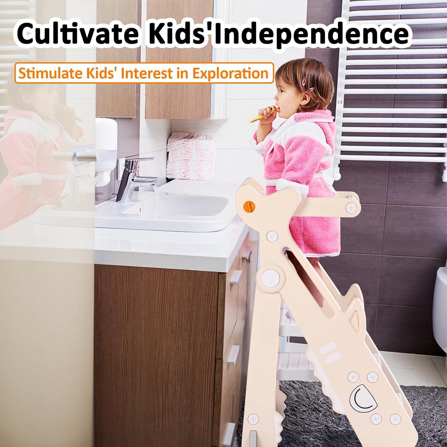 Escalera Plegable HAPPYMATY para Niños - Altura Ajustable 99 cm