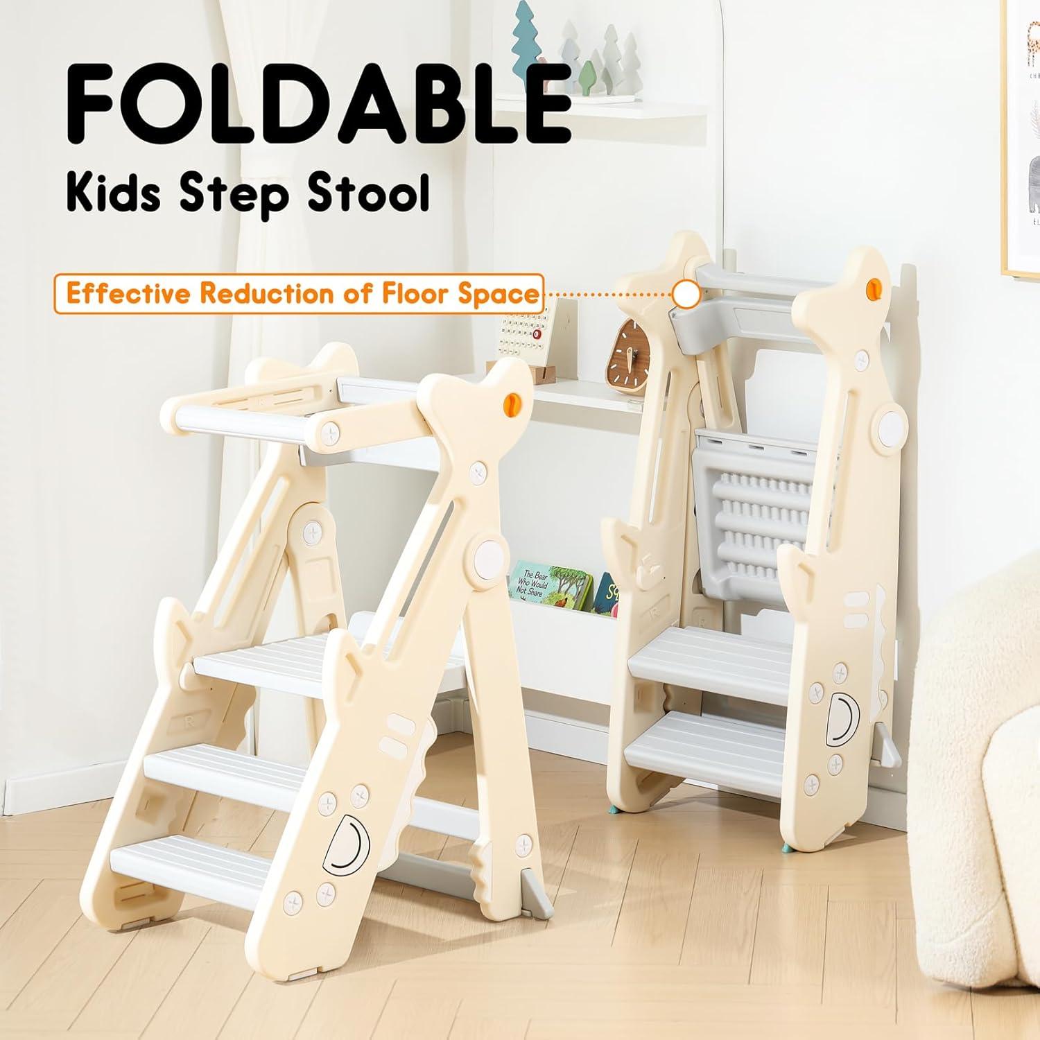Escalera Plegable HAPPYMATY para Niños - Altura Ajustable 99 cm