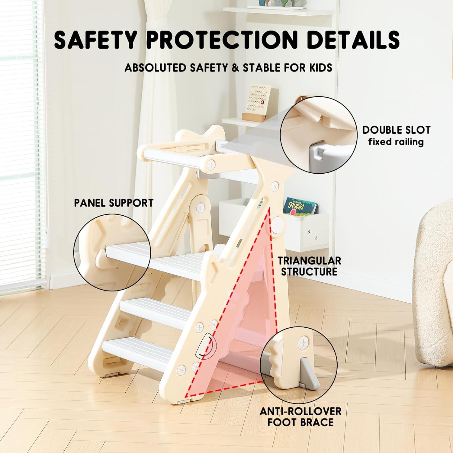 Escalera Plegable HAPPYMATY para Niños - Altura Ajustable 99 cm