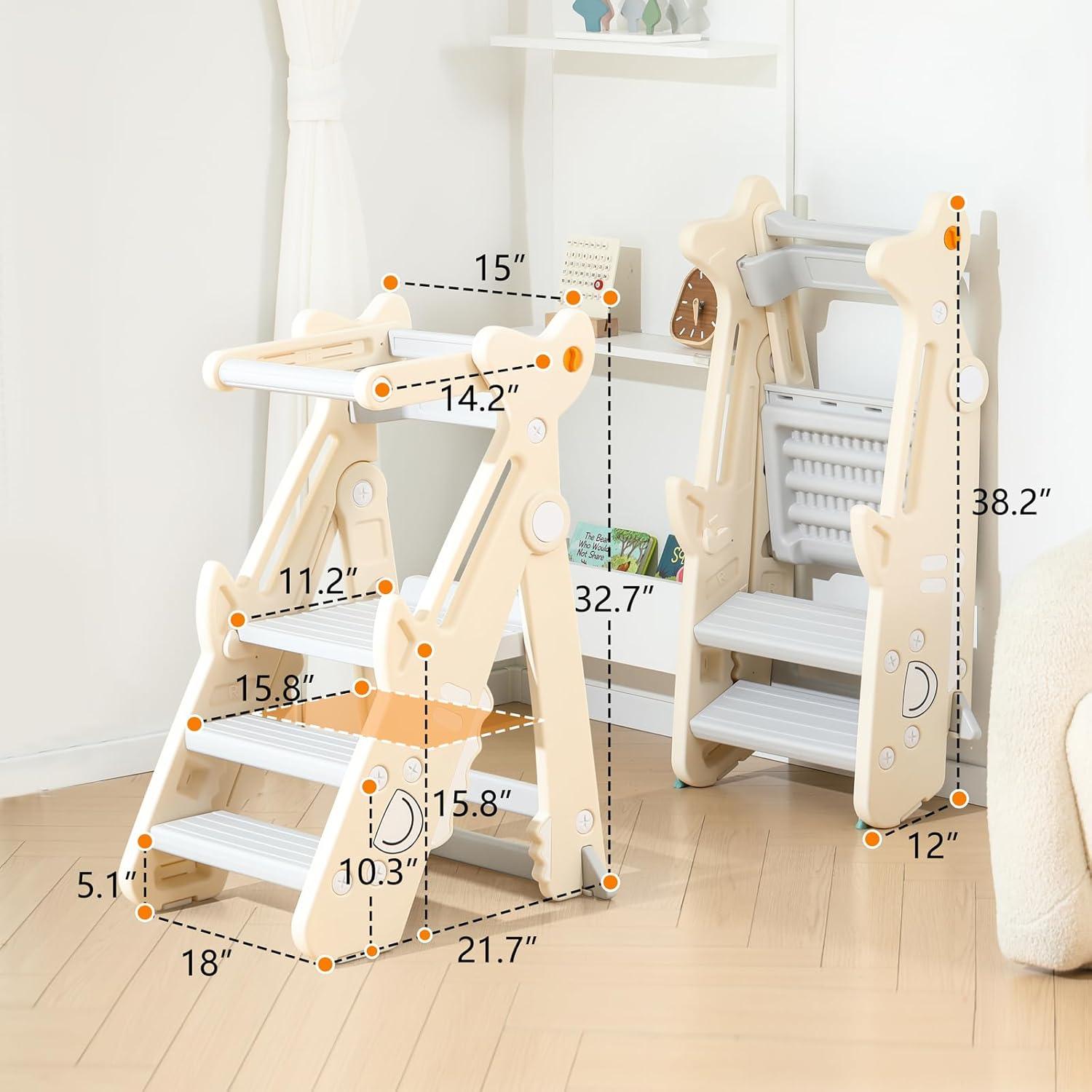 Escalera Plegable HAPPYMATY para Niños - Altura Ajustable 99 cm
