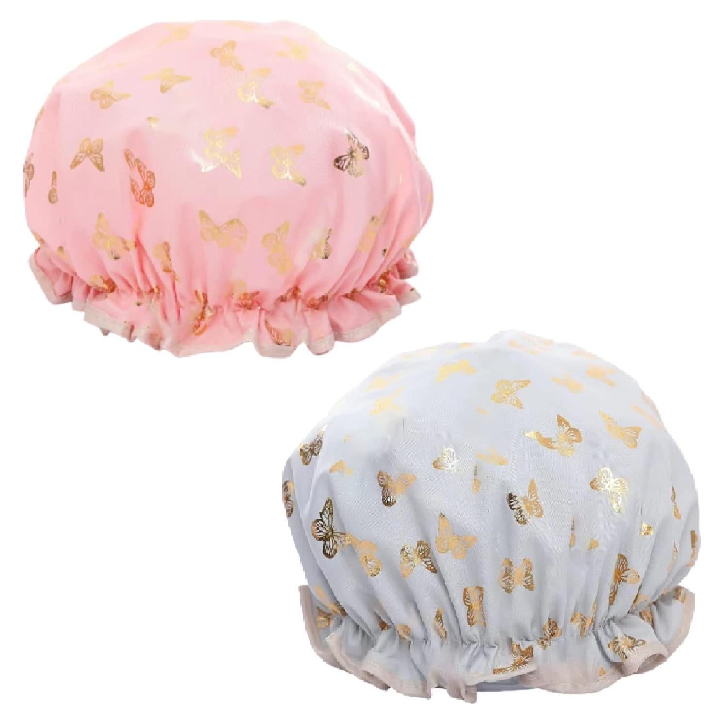 Gorras de Ducha Reutilizables WATAWA Doble Capa Impermeables 2 Pcs