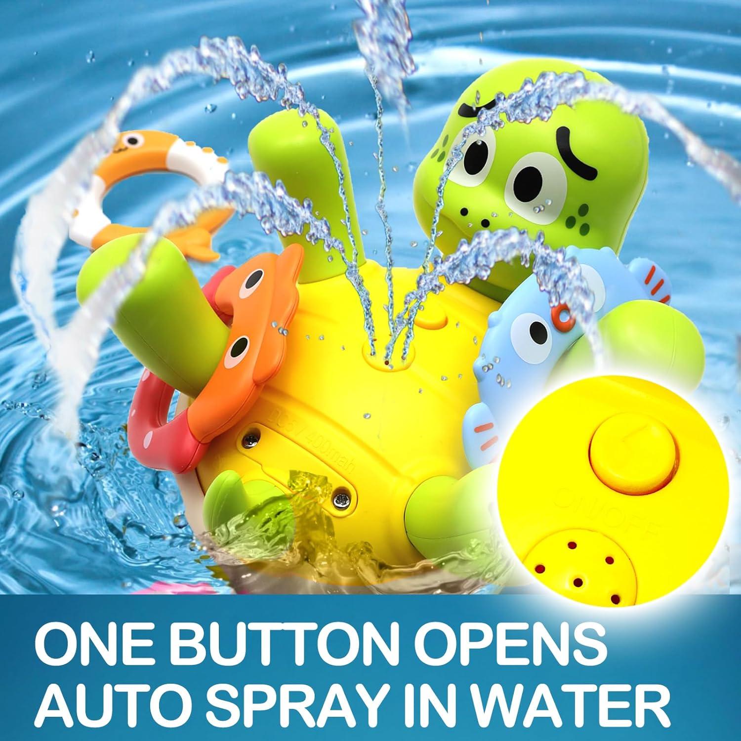 Juguete de Baño Tortuga Keculf con Rocío de Agua y Anillos