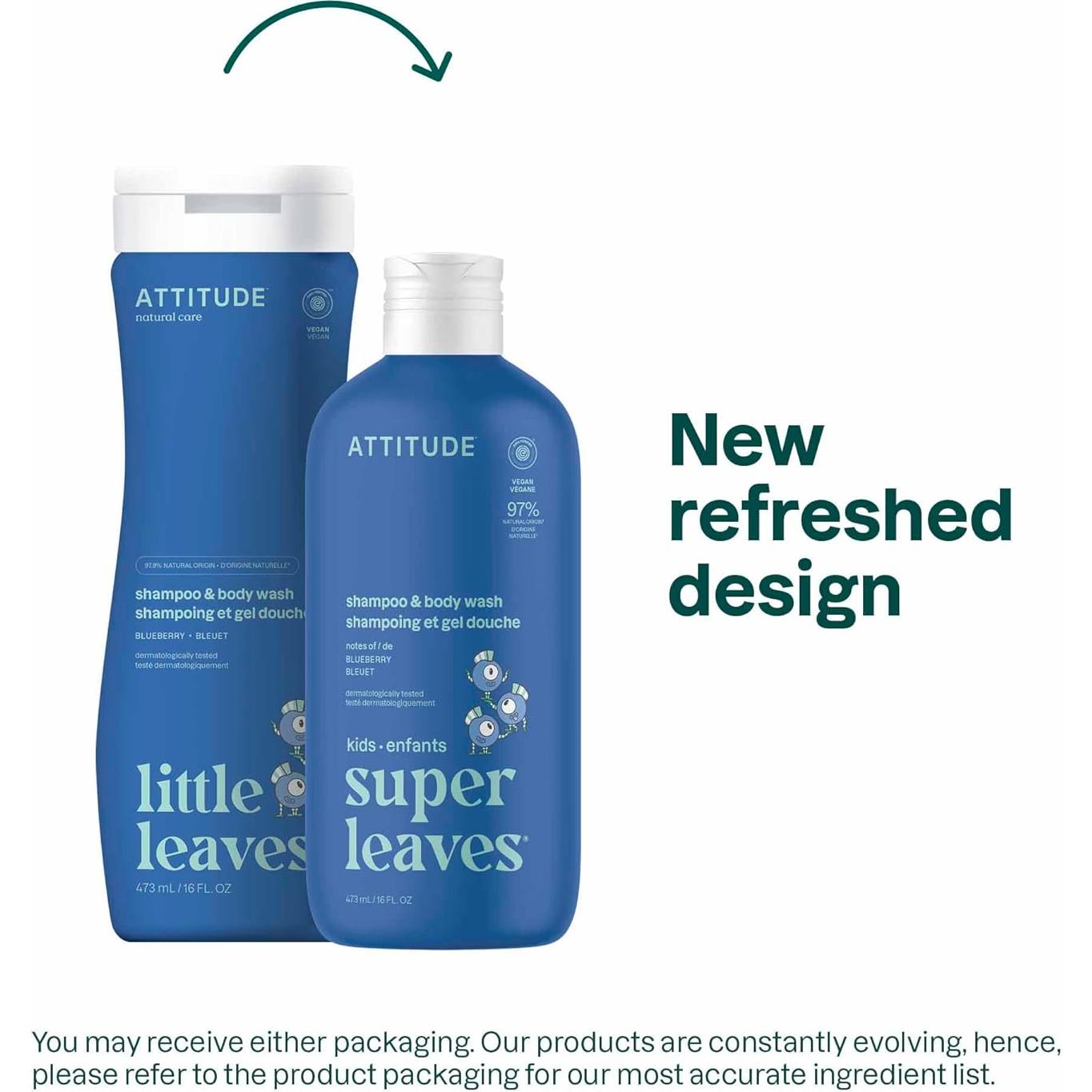 Champú y Gel de Baño ATTITUDE 2 en 1 Arándano 473 ml