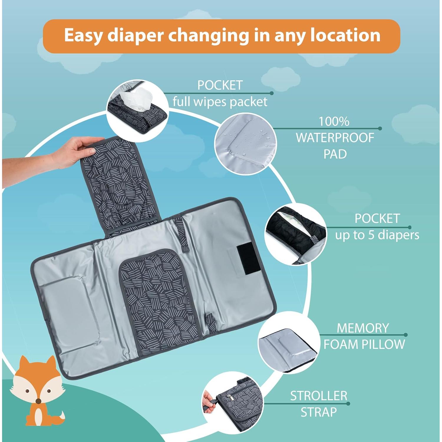 Almohadilla de Cambio Portátil Lil Fox - 35.1x21.3 cm, Unisex