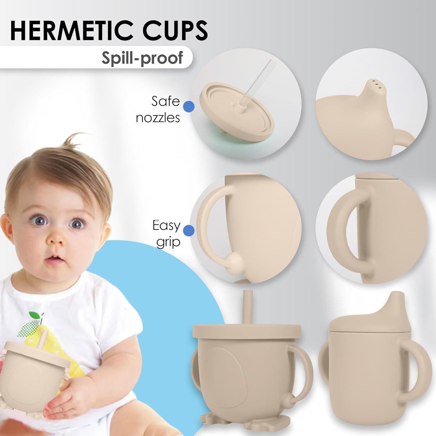 Conjunto de Alimentación para Bebés Bluet B 11 Piezas Silicona Beige