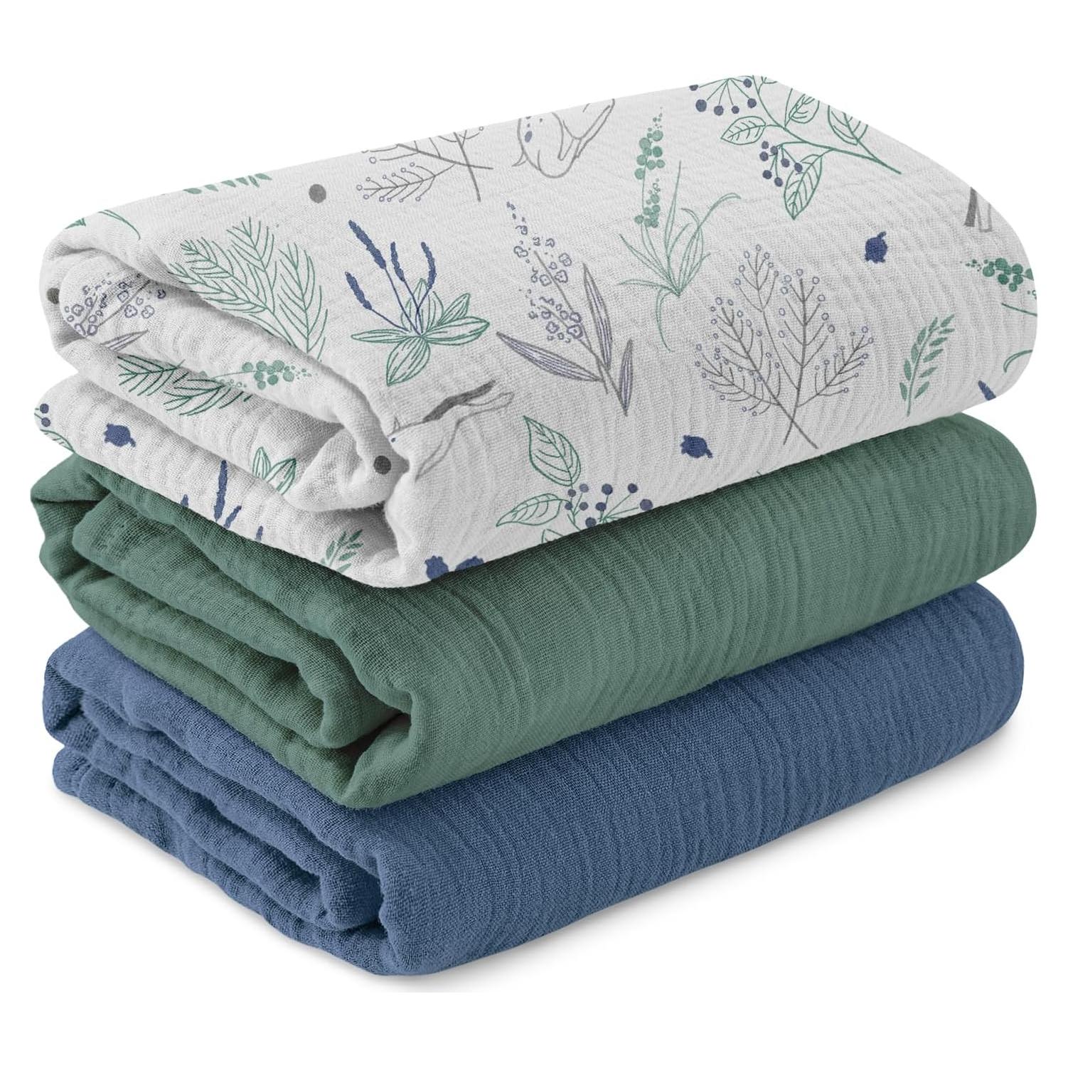 Mantas de Muselina LYRICHOM BABY - Paquete de 3, 96.5x101.6cm