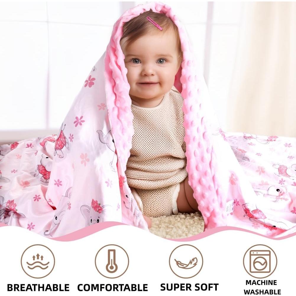 Manta de Bebé Niña FIGEPO Elefante Doble Capa 76x102 cm