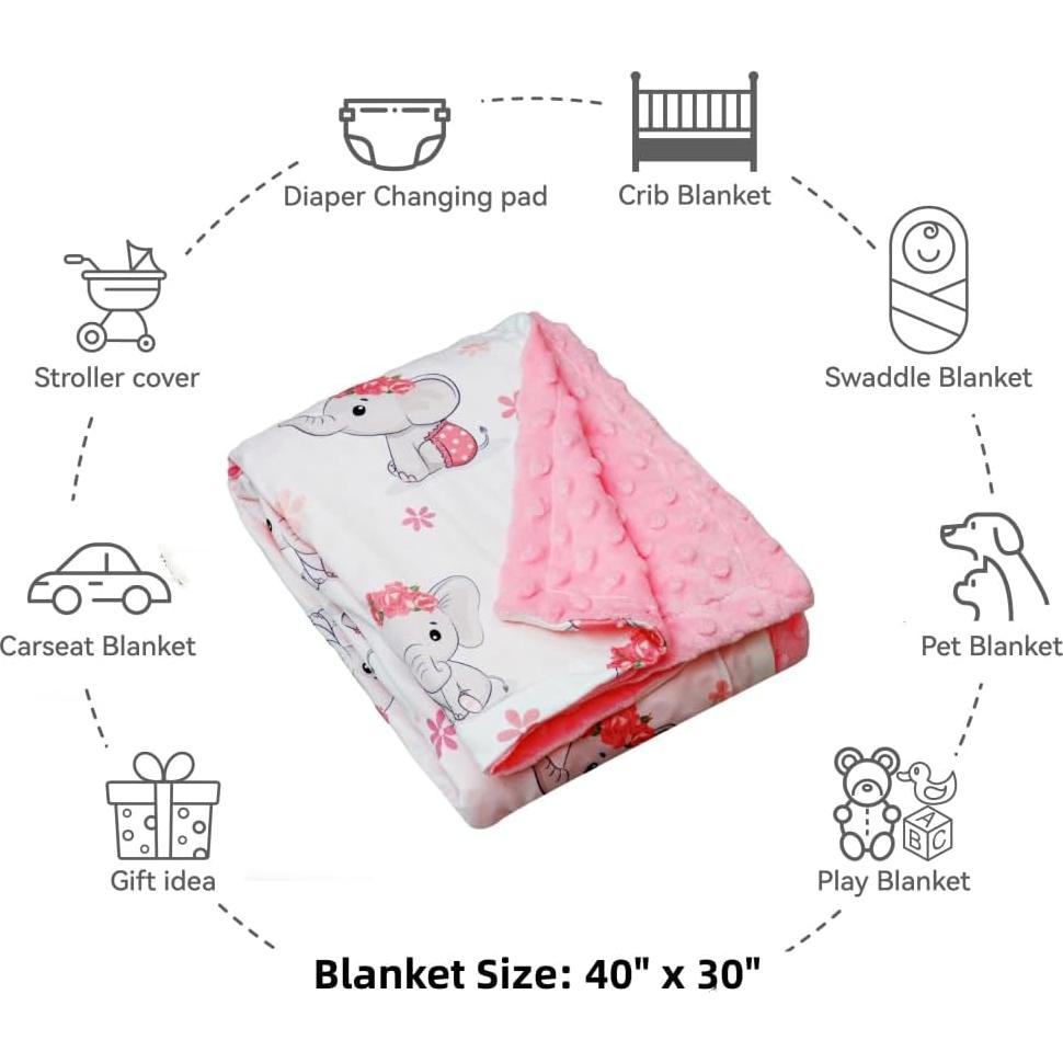 Manta de Bebé Niña FIGEPO Elefante Doble Capa 76x102 cm