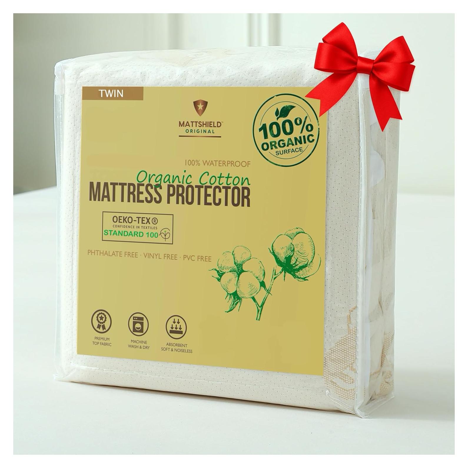 Protector de Colchón Doble MATTSHIELD Orgánico Impermeable 280 GSM