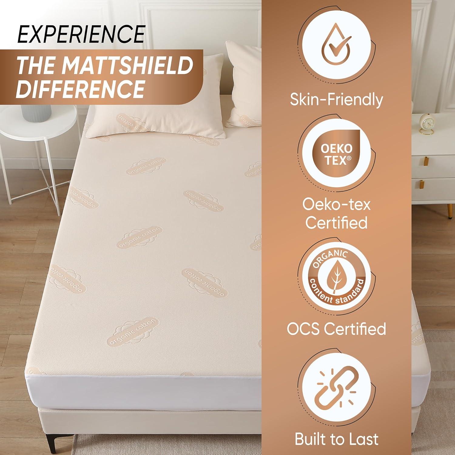 Protector de Colchón Doble MATTSHIELD Orgánico Impermeable 280 GSM