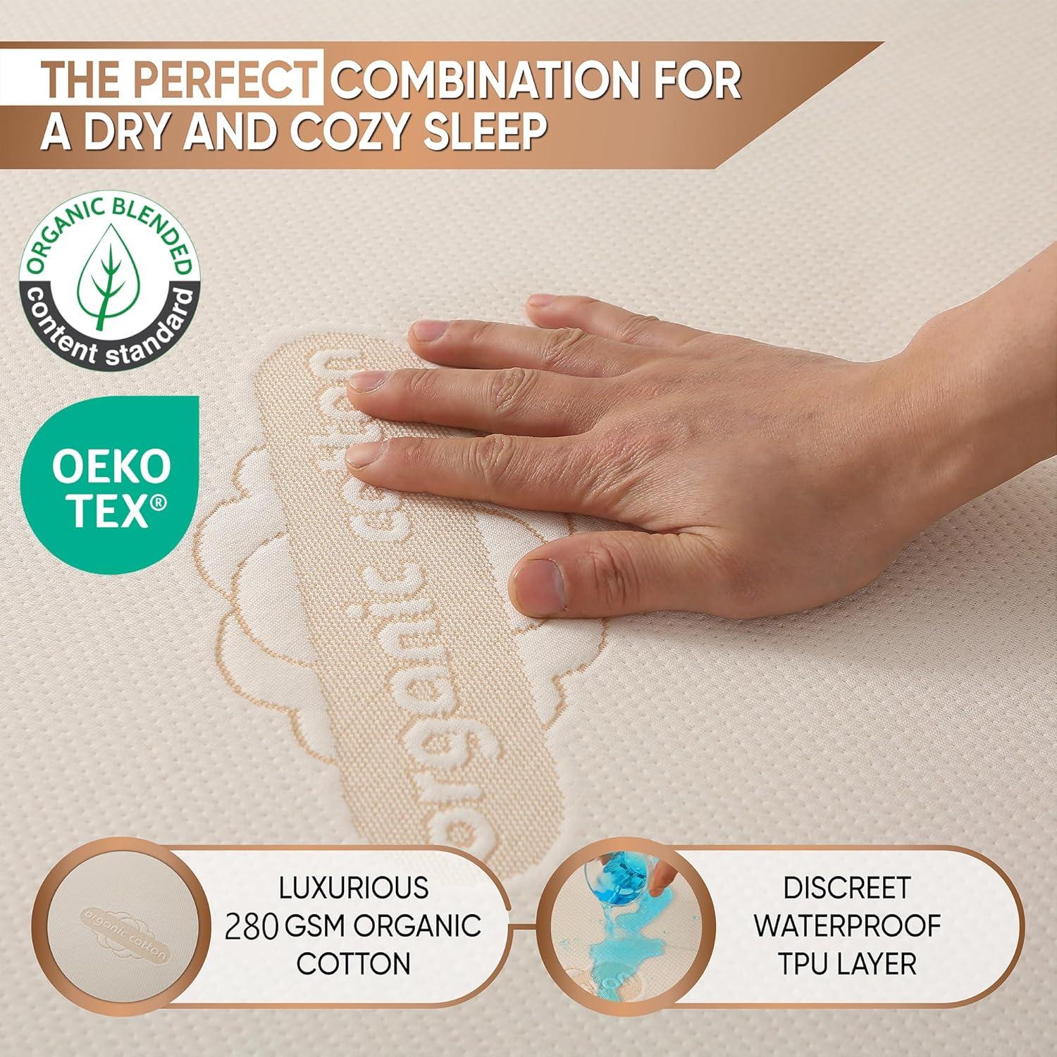 Protector de Colchón Doble MATTSHIELD Orgánico Impermeable 280 GSM