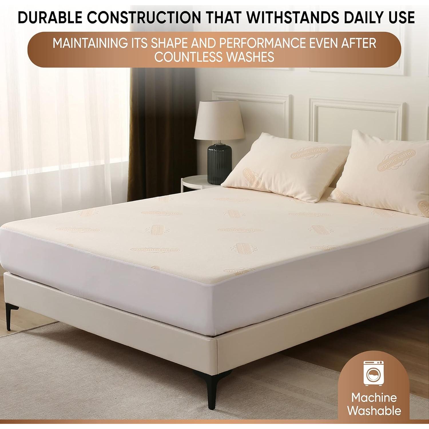 Protector de Colchón Doble MATTSHIELD Orgánico Impermeable 280 GSM