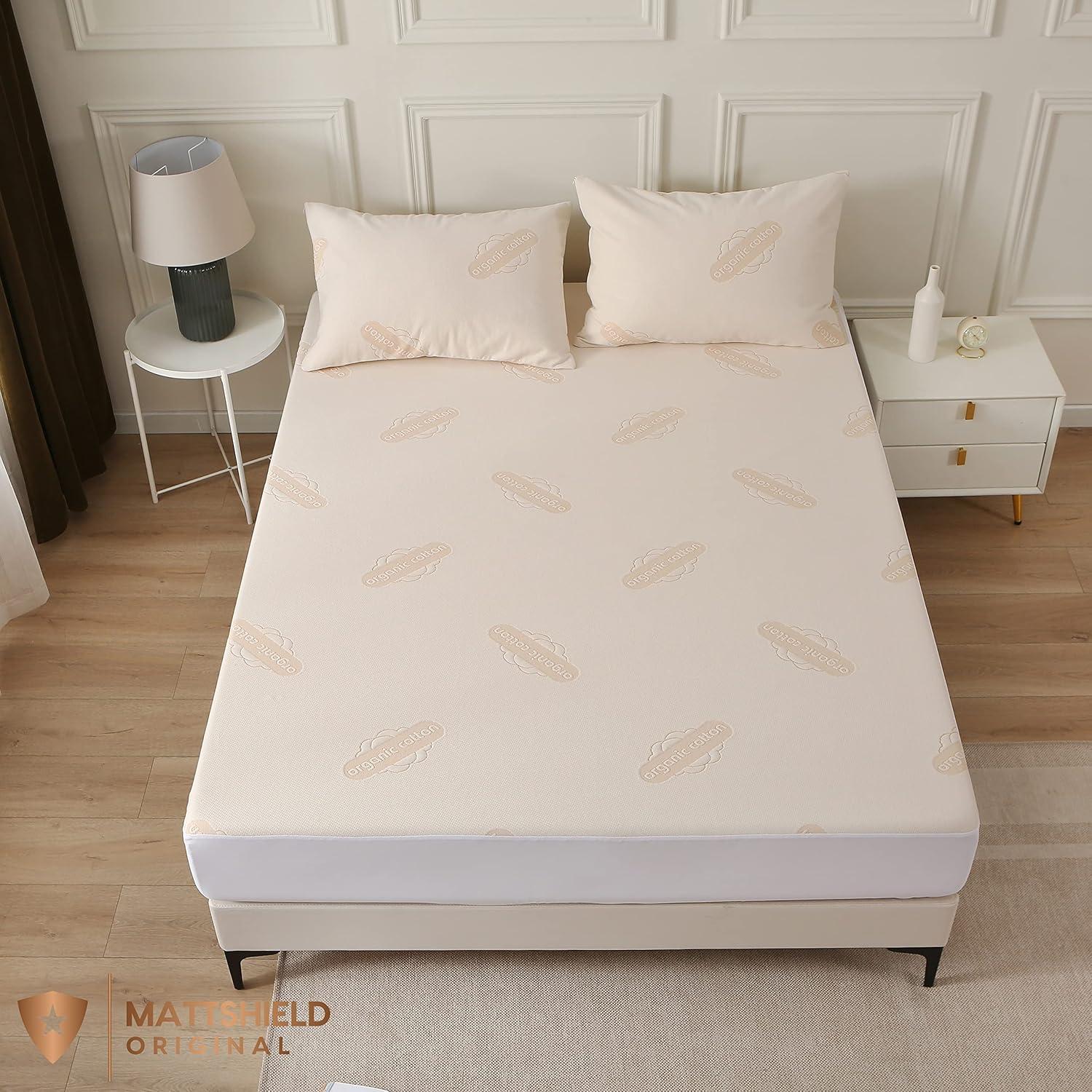 Protector de Colchón Doble MATTSHIELD Orgánico Impermeable 280 GSM