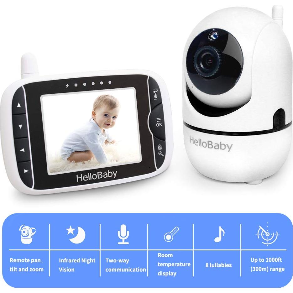 Monitor de Video para Bebés HelloBaby HB65, Pantalla 3.2" LCD