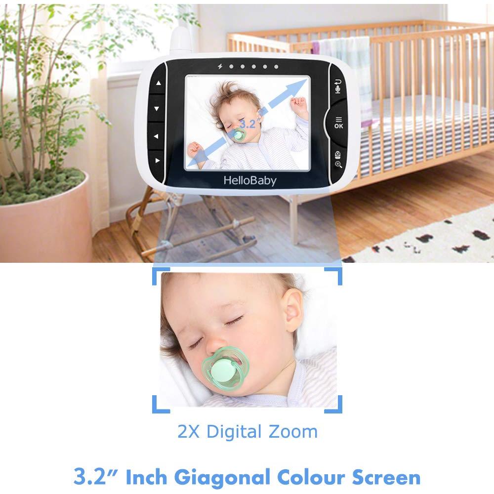 Monitor de Video para Bebés HelloBaby HB65, Pantalla 3.2" LCD