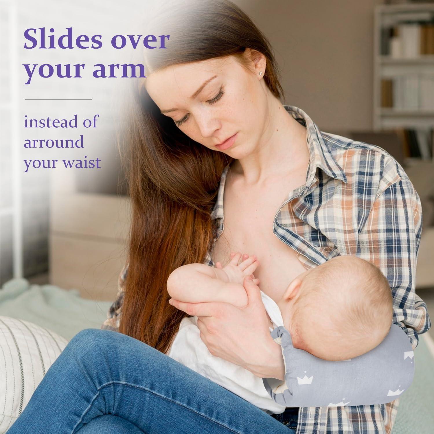 Almohada de Lactancia HOWUKE 100% Algodón Gris para Bebés