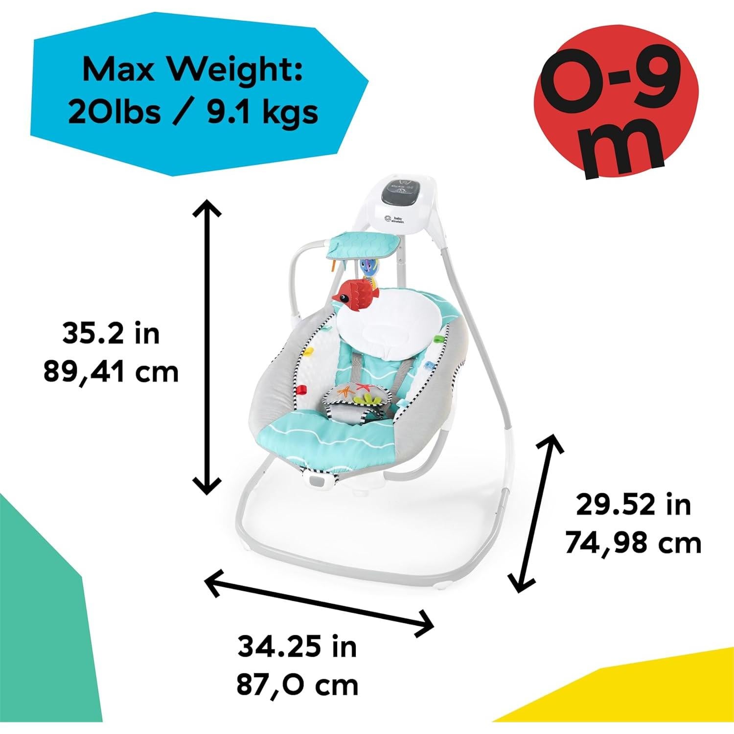 Columpio Compacto Baby Einstein Ocean Explorers Gris 6 Velocidades