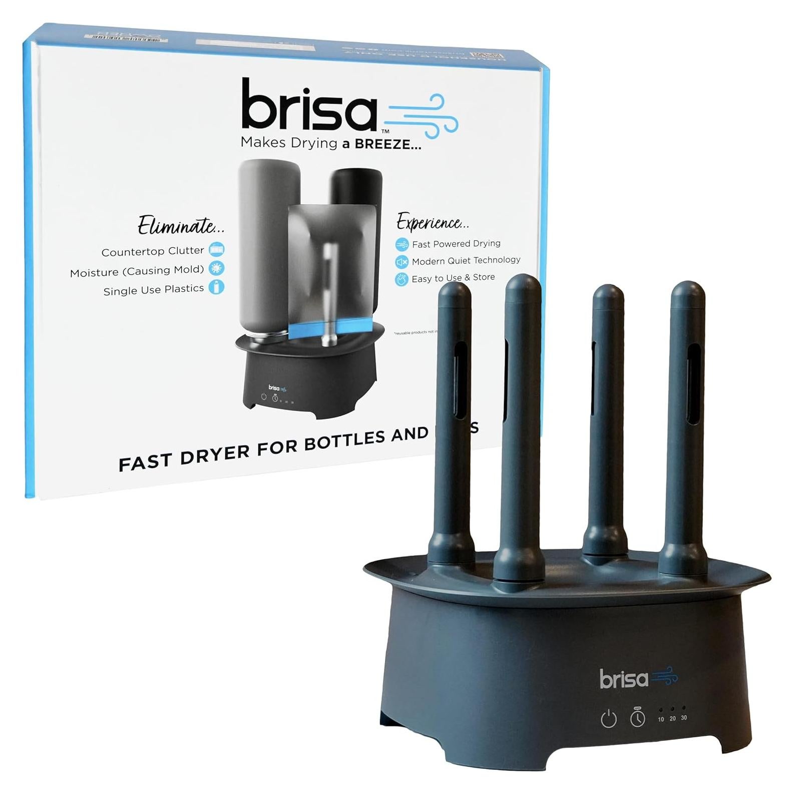 Soporte de Secado para Botellas Brisa Gris - 4 Postes, Plegable