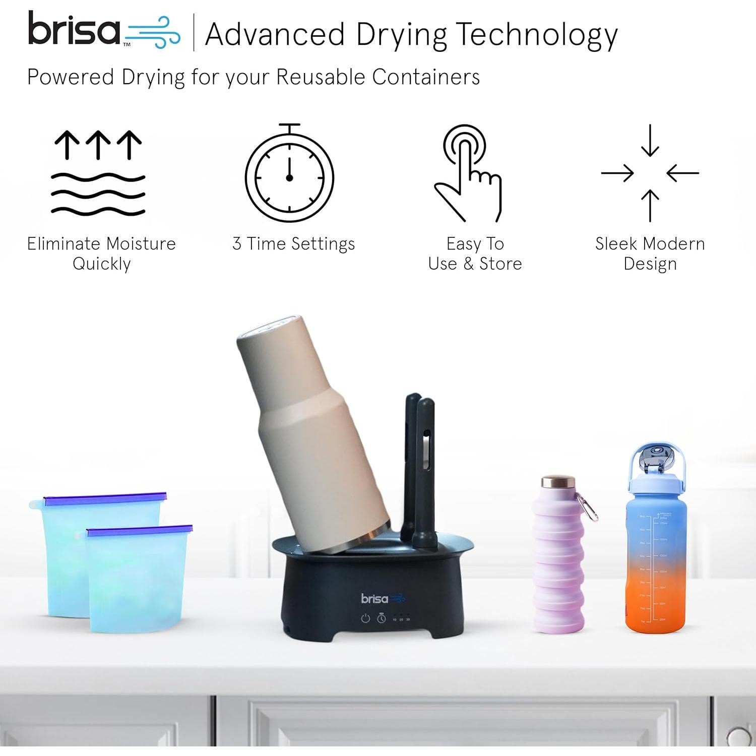 Soporte de Secado para Botellas Brisa Gris - 4 Postes, Plegable