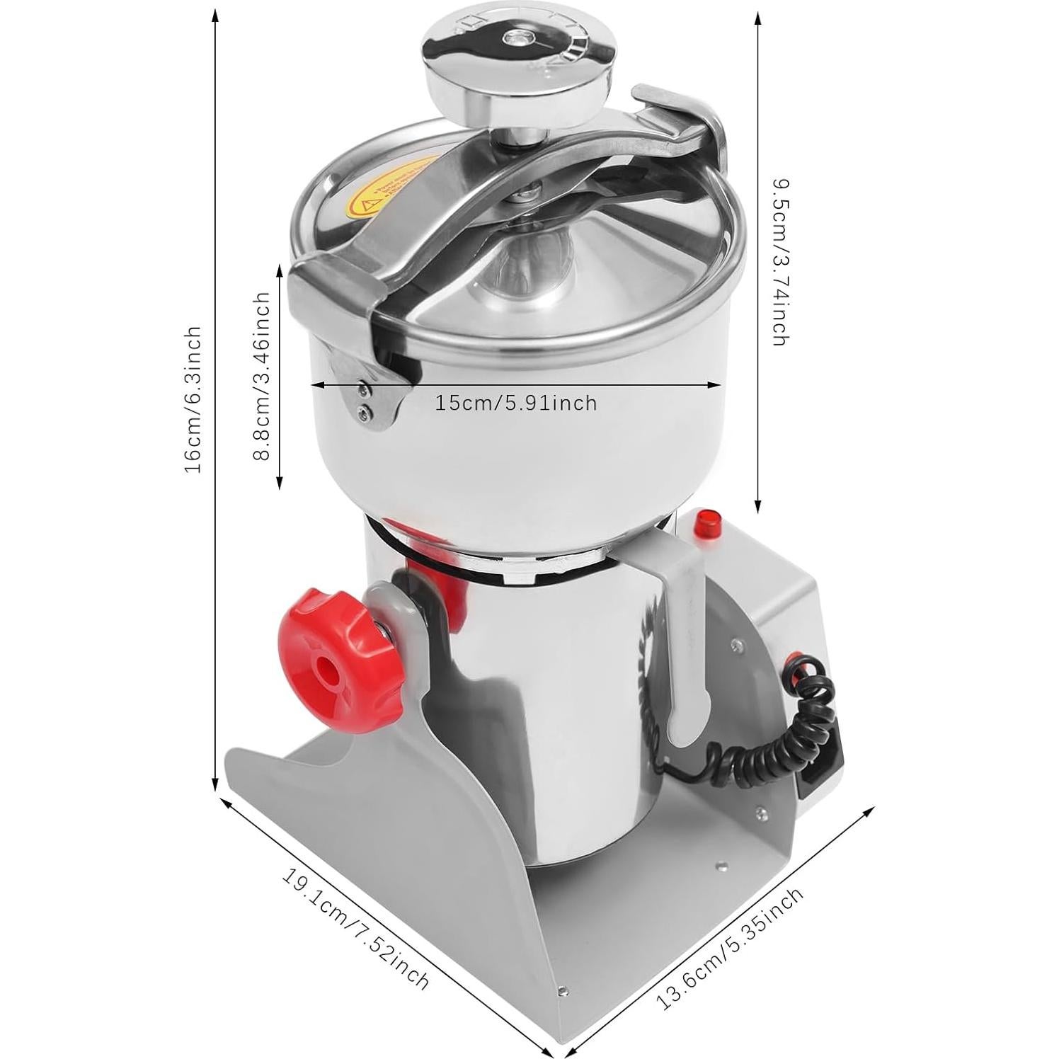 Molino de Grano Eléctrico Headery 1000g 3600W Acero Inoxidable