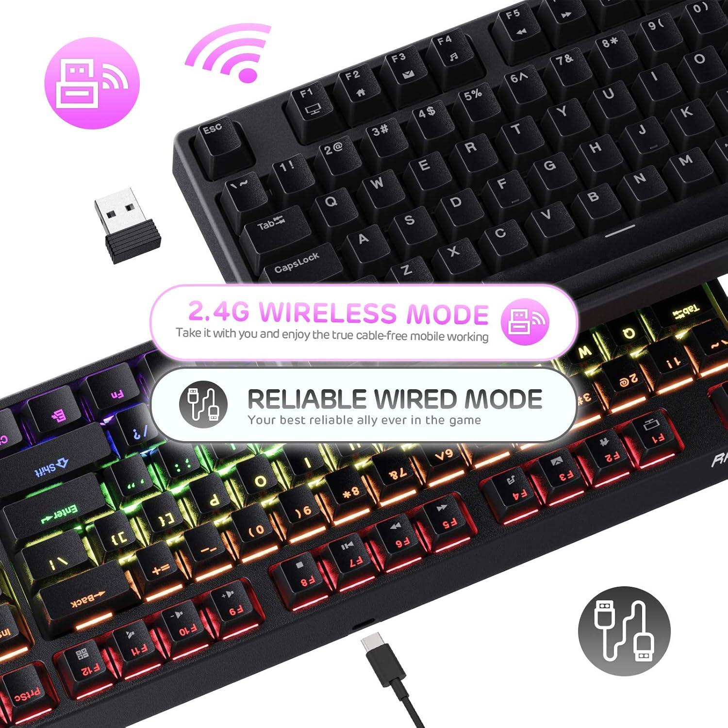 Teclado Mecánico Inalámbrico RK ROYAL KLUDGE RK87 TKL RGB