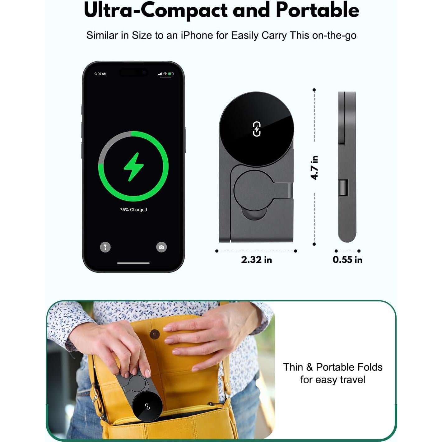 Estación de Carga Inalámbrica 3 en 1 UltraQ M16 Negro
