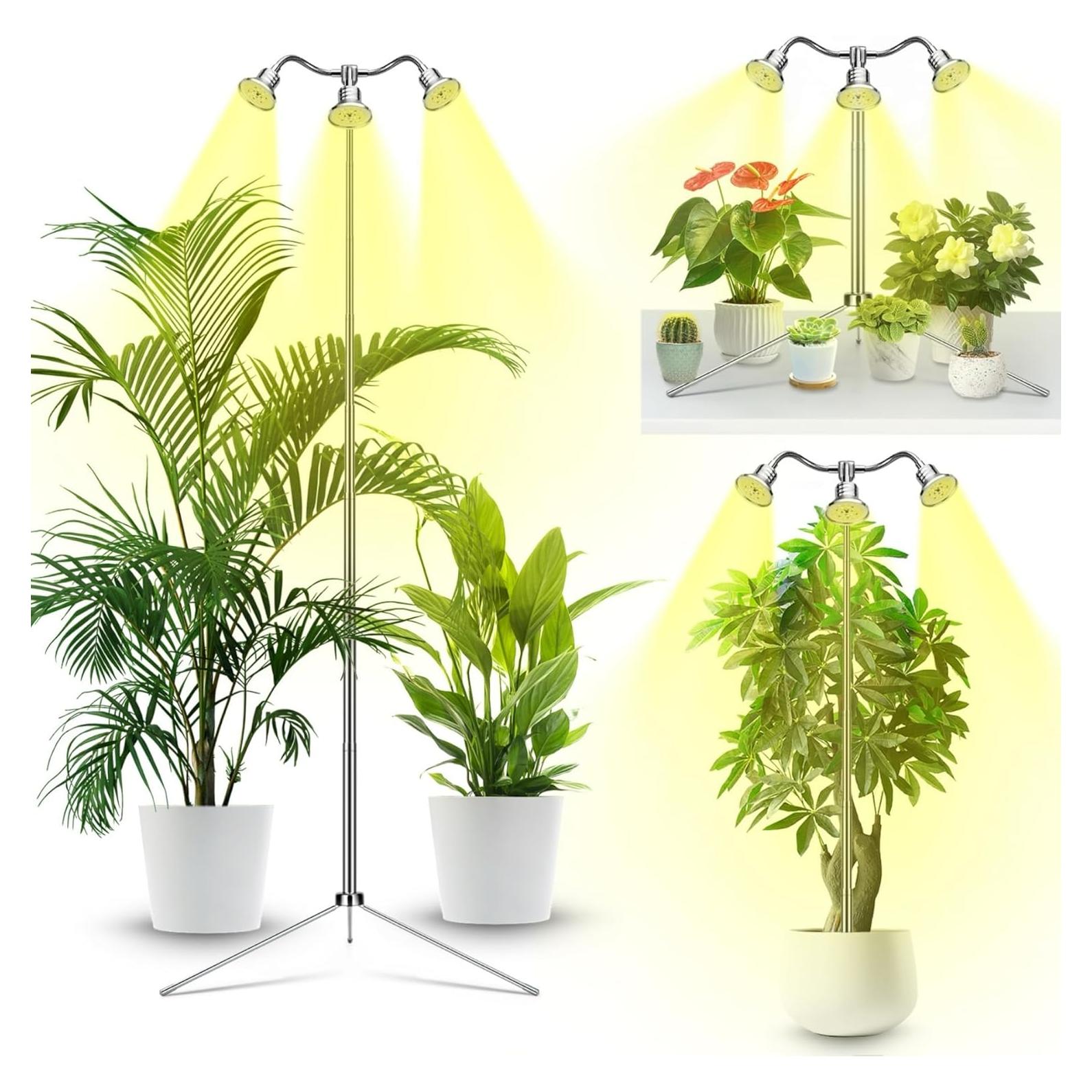 Lámpara de Crecimiento Espectro Completo Yiyehu 3 Cabezas Ajustable