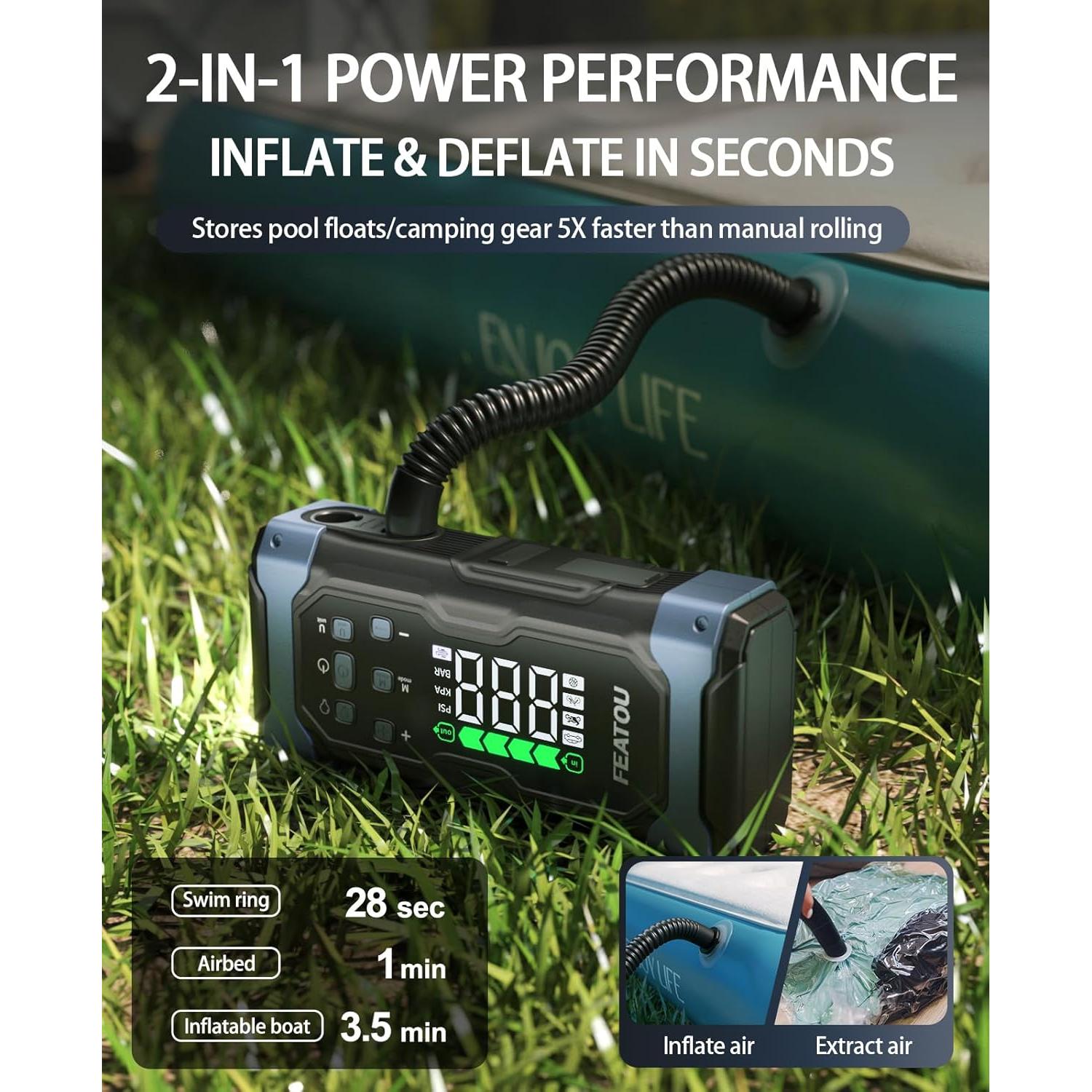 Arrancador de Salto 9000A Featou V8 con Compresor 12V