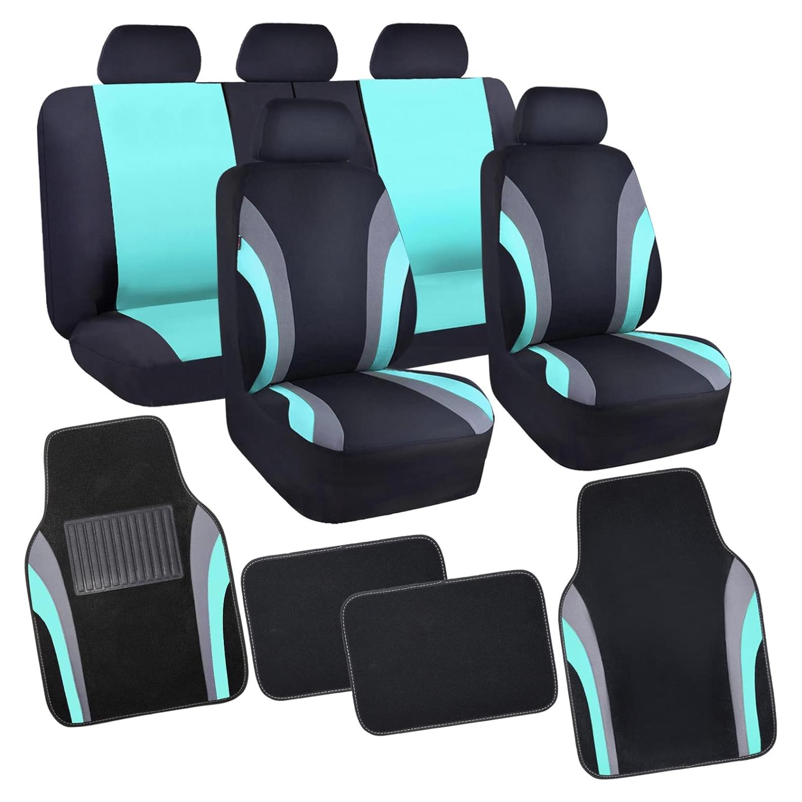Fundas de Asiento CAR PASS Juego Completo Universal Negro y Menta