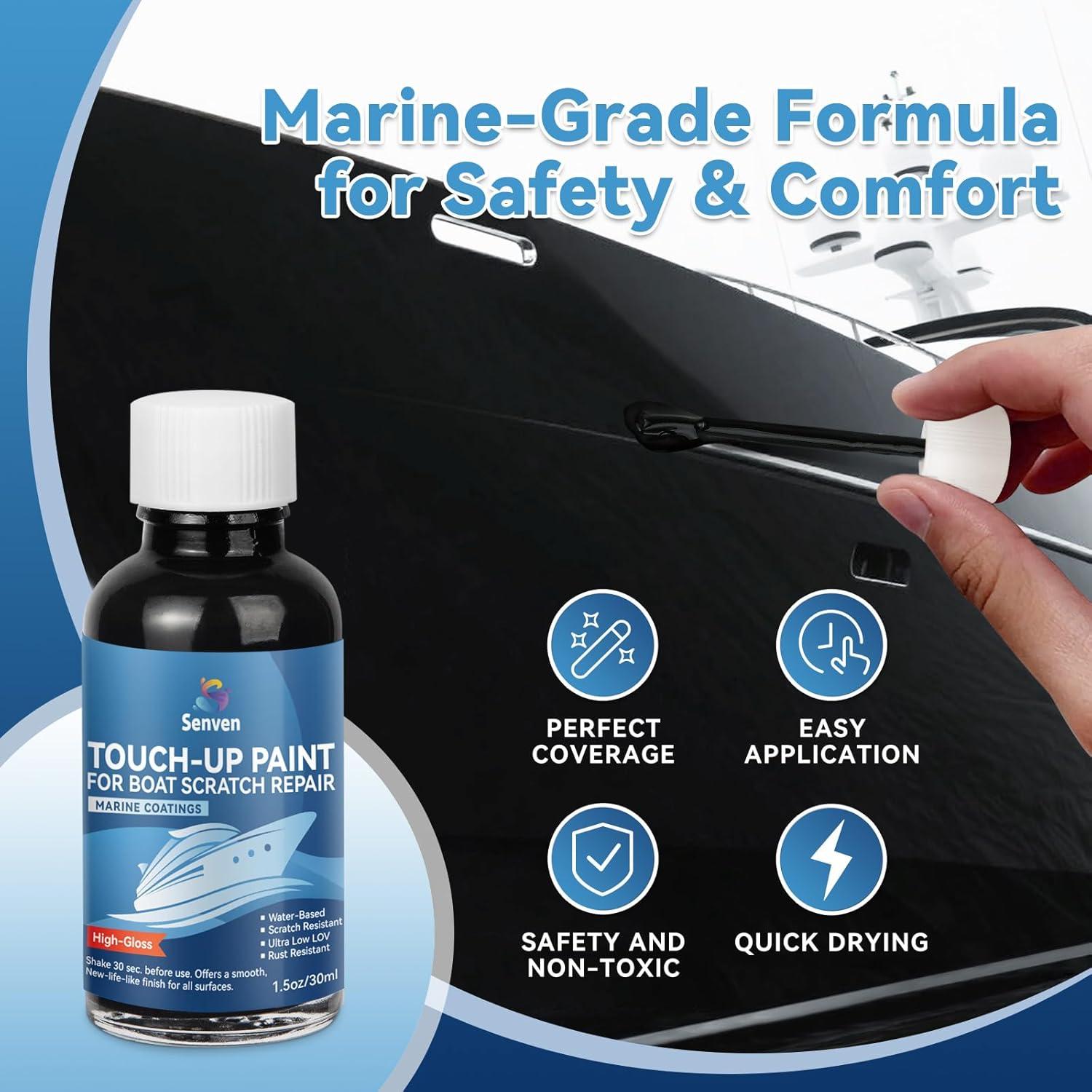 Bolígrafo de Retoque SENVEN 30ml Negro Alto Brillo para Barcos