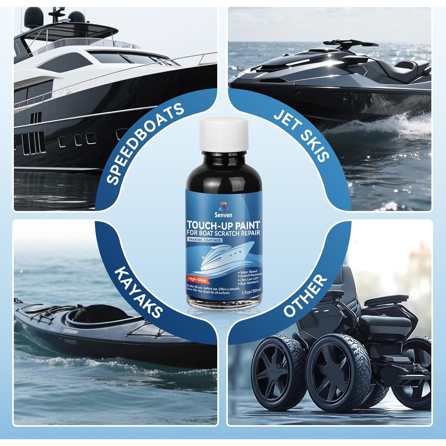 Bolígrafo de Retoque SENVEN 30ml Negro Alto Brillo para Barcos