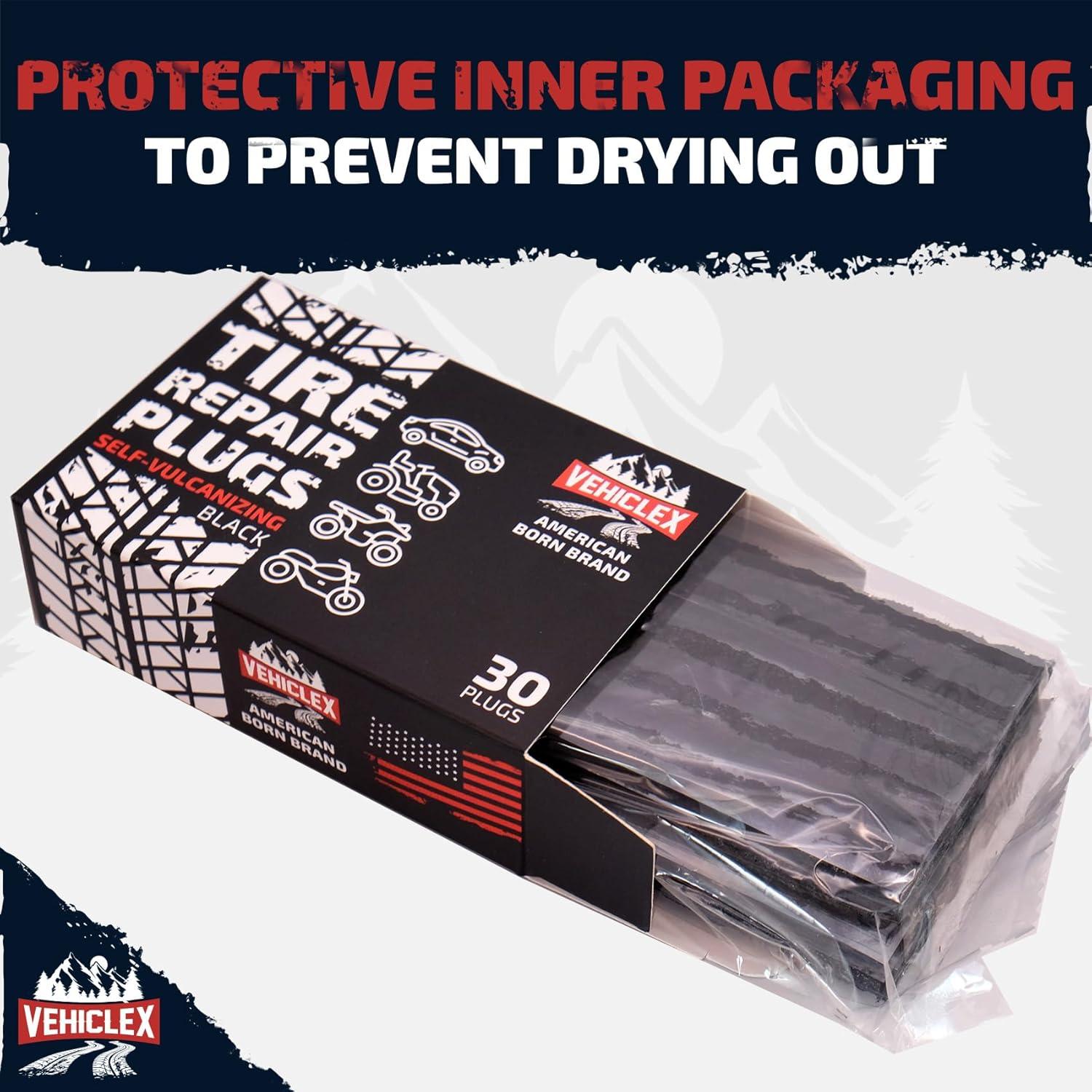 Kit de Tapones para Neumáticos Vehiclex - 30 Piezas, Negro