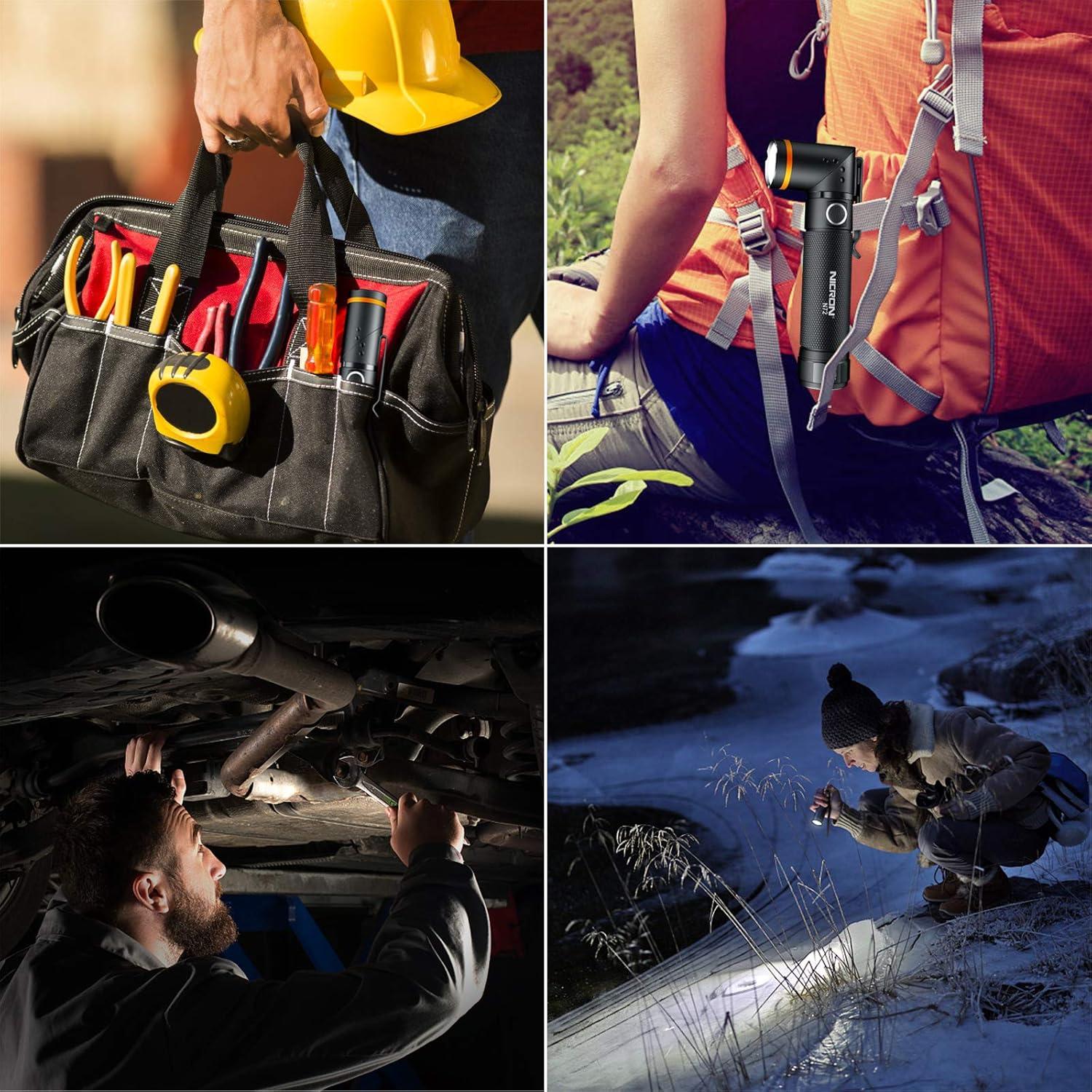 Linterna Táctica LED NICRON N72 800 Lúmenes IPX4 90°