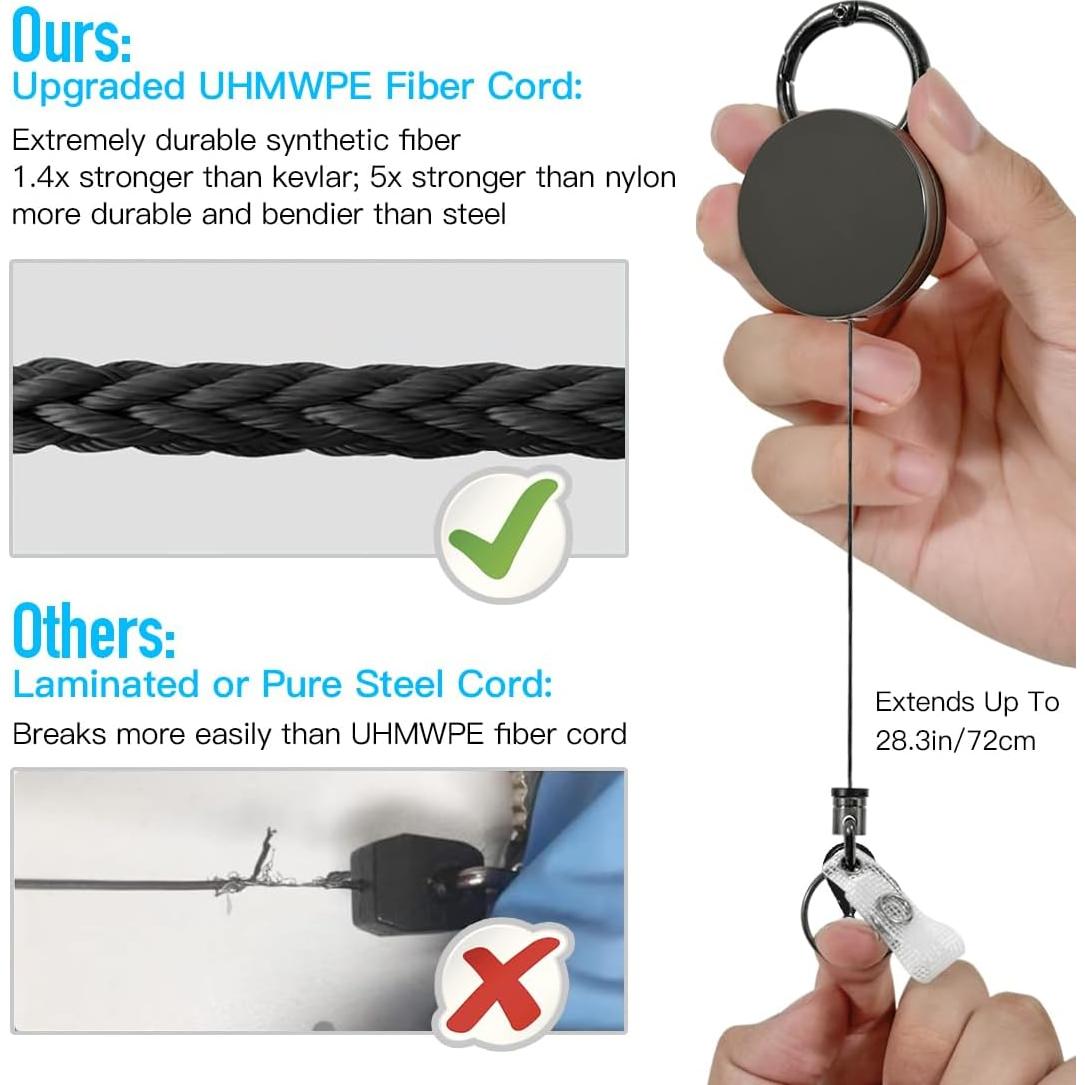 Carrete Retráctil Metálico LeBao para Insignias y Llaves