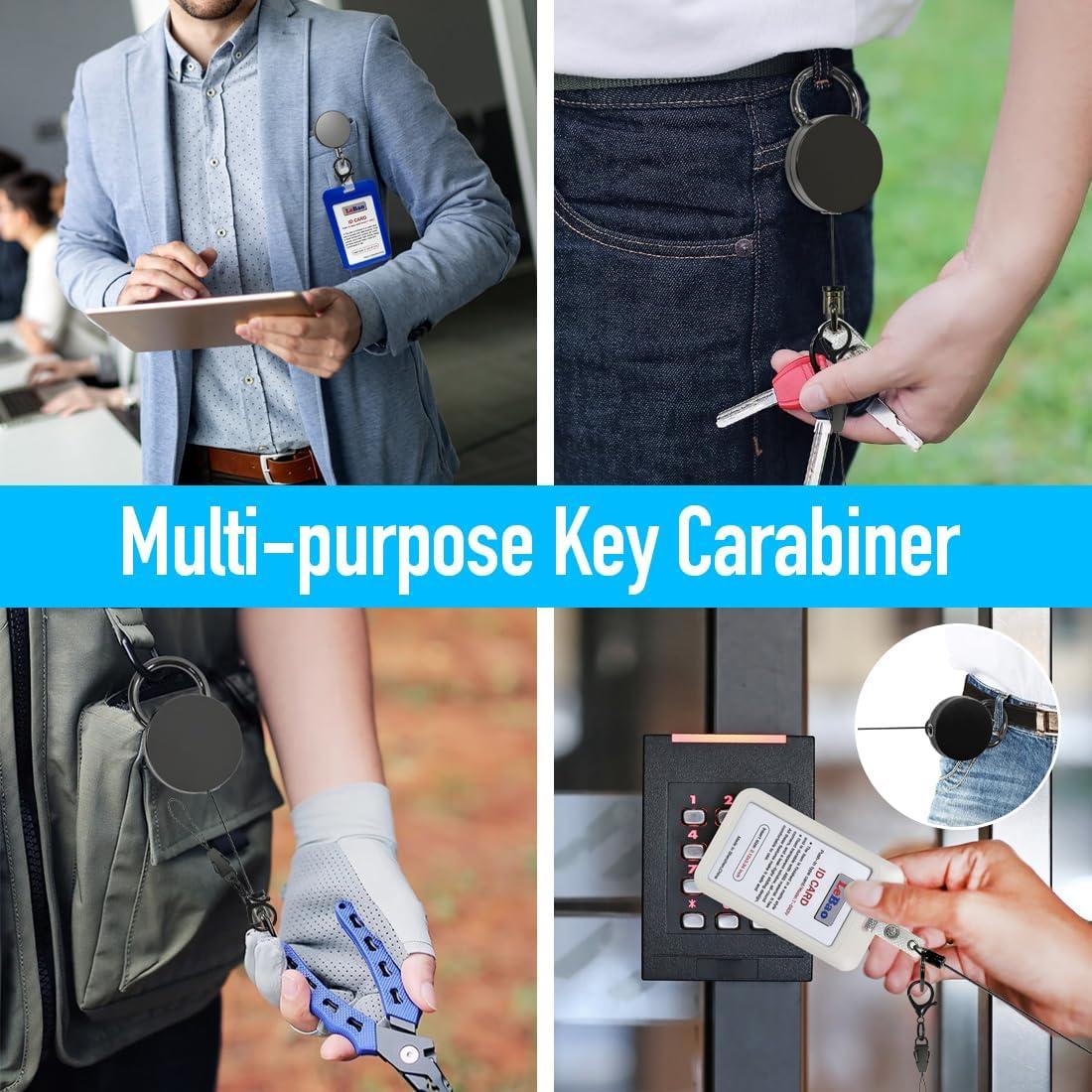 Carrete Retráctil Metálico LeBao para Insignias y Llaves