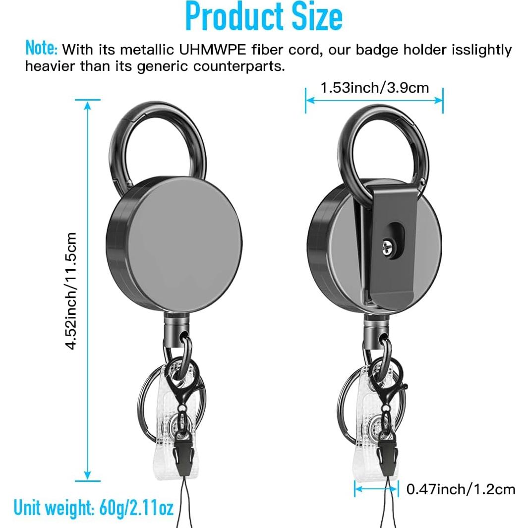 Carrete Retráctil Metálico LeBao para Insignias y Llaves