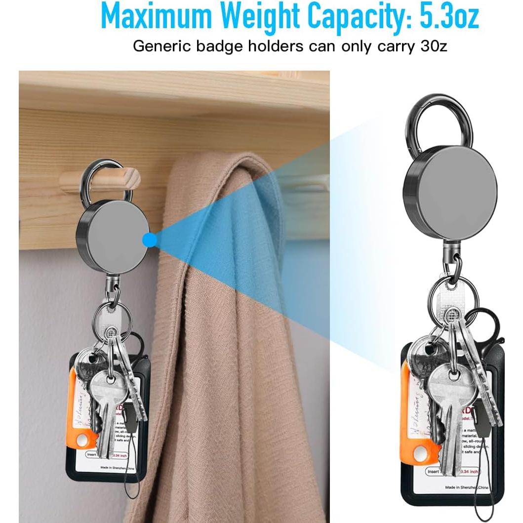 Carrete Retráctil Metálico LeBao para Insignias y Llaves