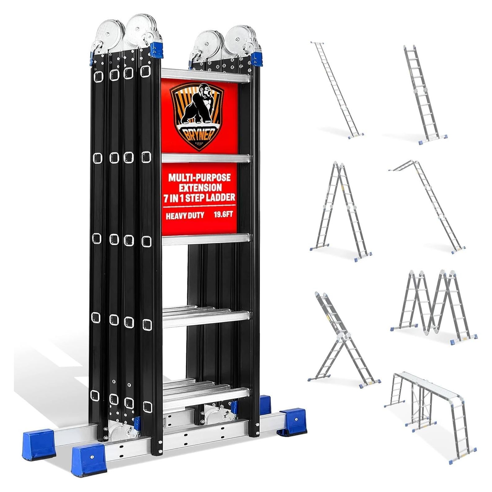 Escalera Plegable Bryner 7 en 1 Aluminio 6m 330kg