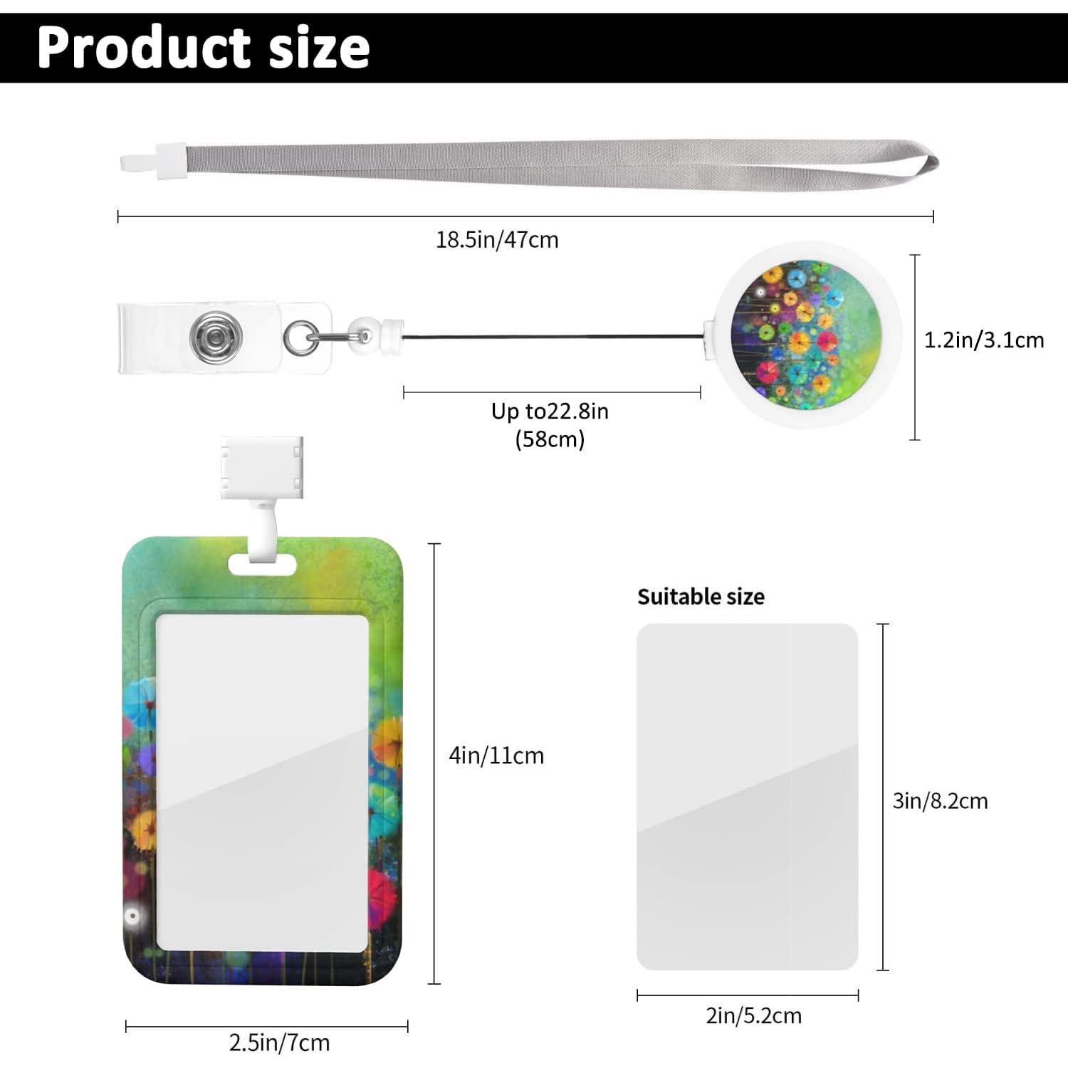 Porta Credencial EOBKLAX Acuarela Floral con Clip Retráctil