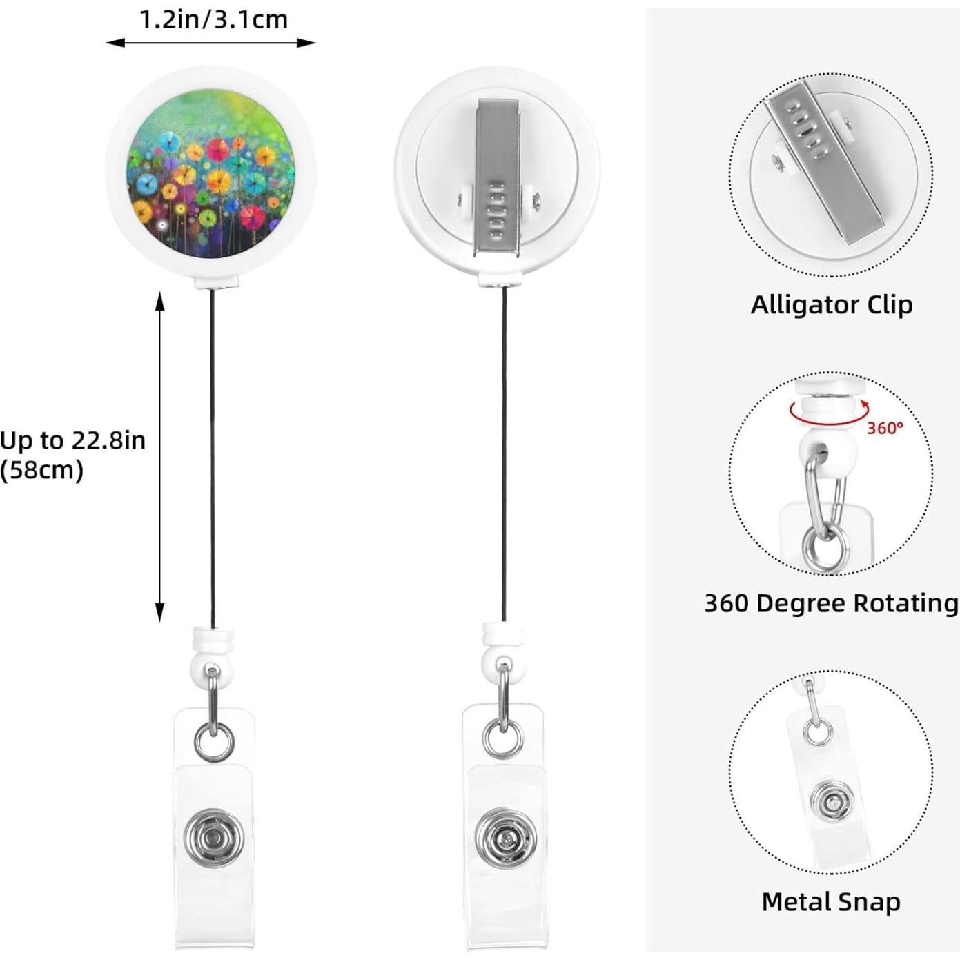 Porta Credencial EOBKLAX Acuarela Floral con Clip Retráctil