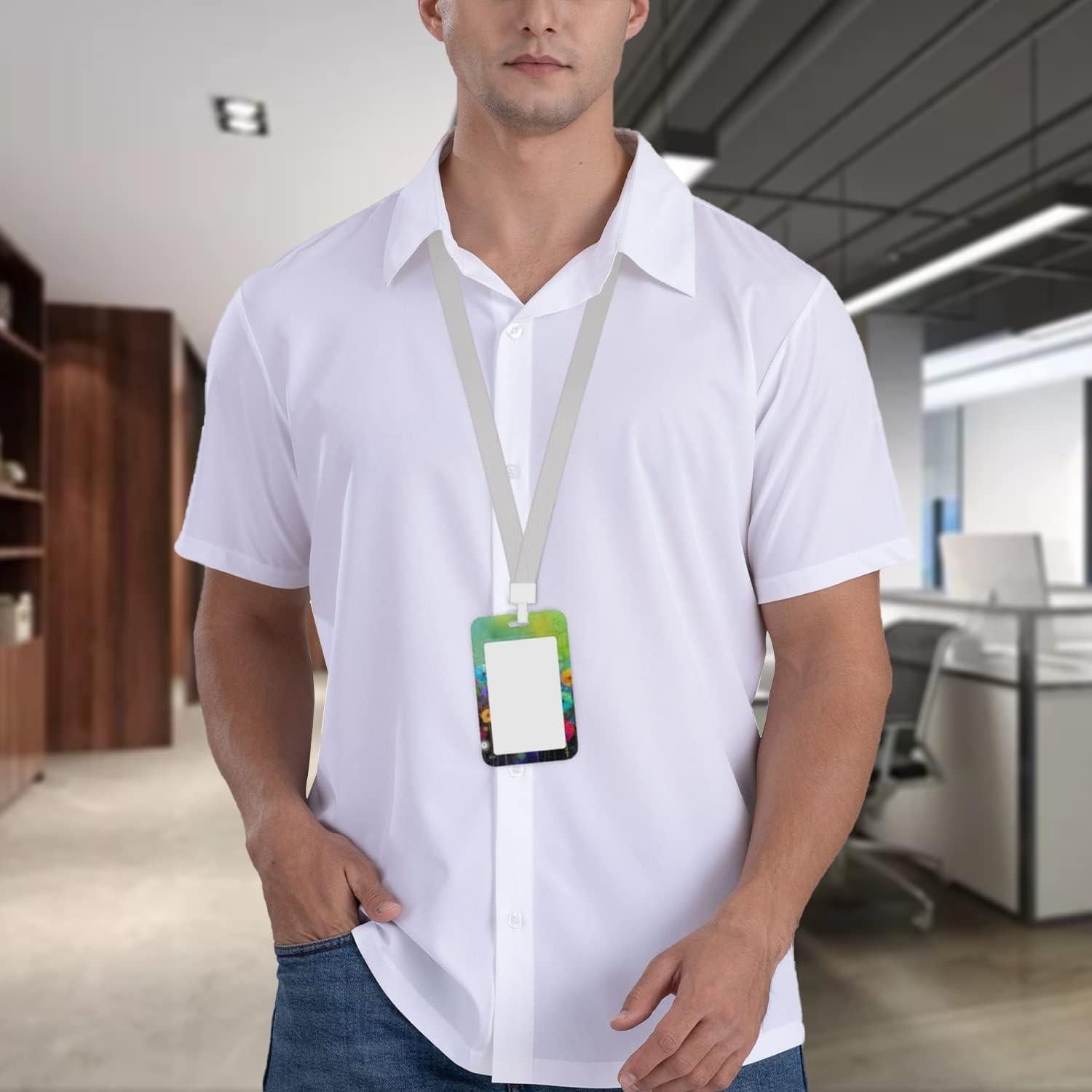 Porta Credencial EOBKLAX Acuarela Floral con Clip Retráctil